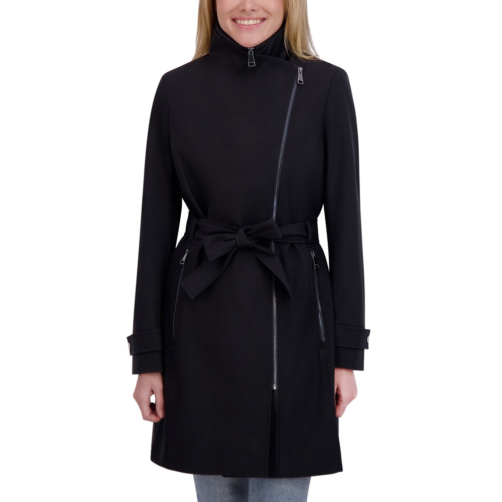 Halston Women's Black Belted Trench‎ Coat NWT Size M